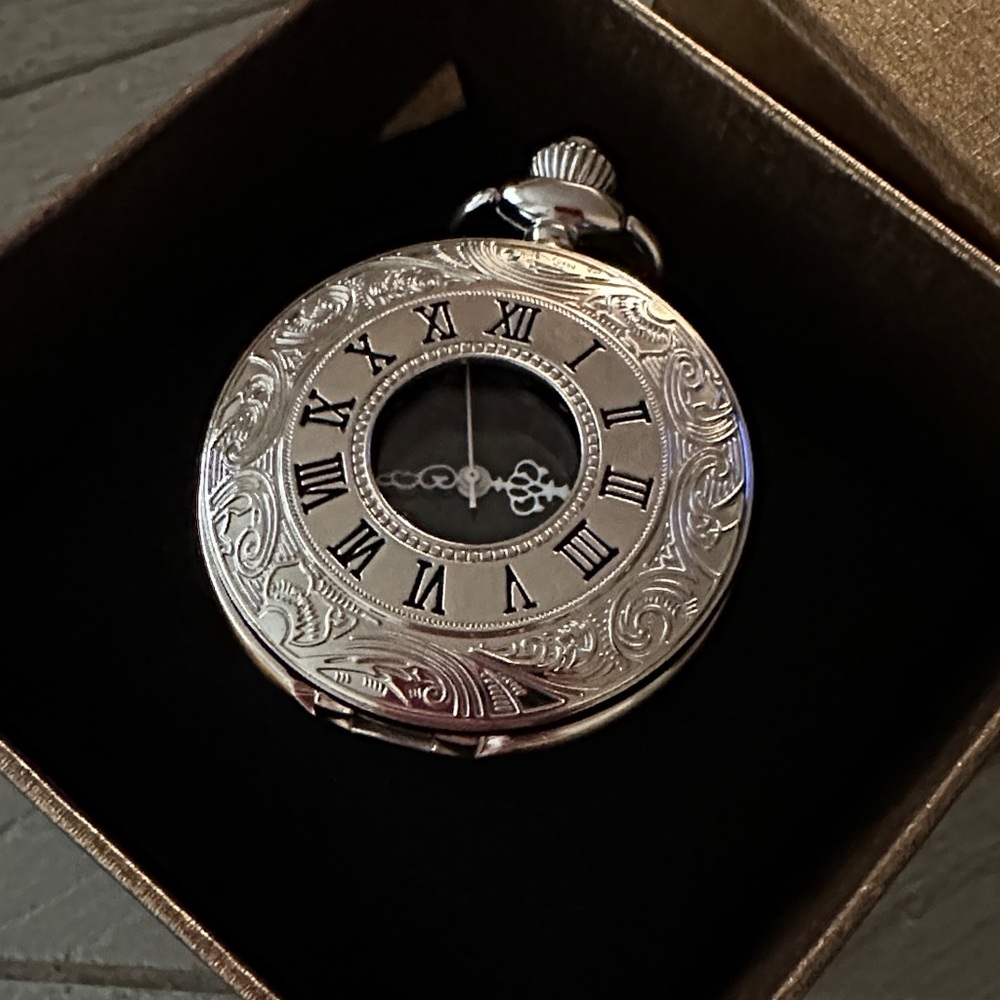 Classic Silver Pocket Watch with Roman Numerals